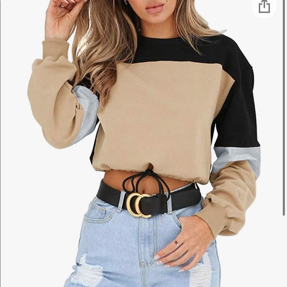 Tops - Cropped Colorblock Sweatshirt